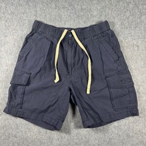 Tommy Bahama Relax Mens Navy Blue Cotton Cargo Shorts Elastic Waist Size Medium